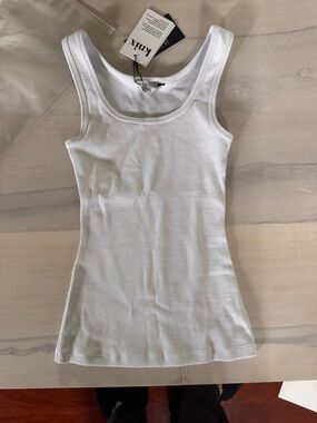 knix White Ribbed Scoop Tank